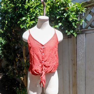 Button Front Tie Tank